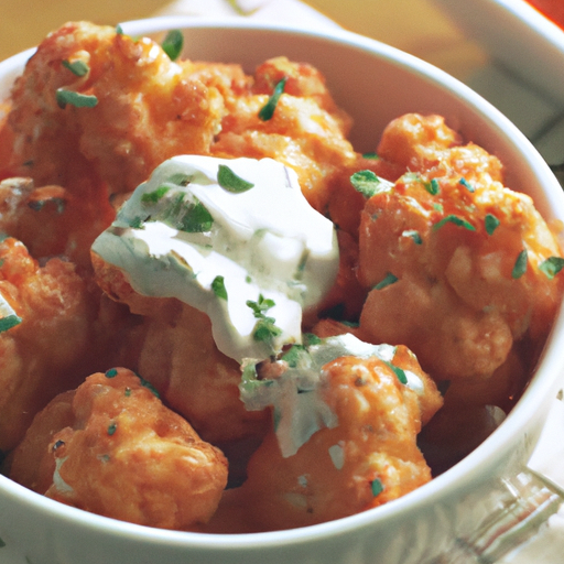 Cauliflower Buffalo Bites with Vegan Ranch Dip