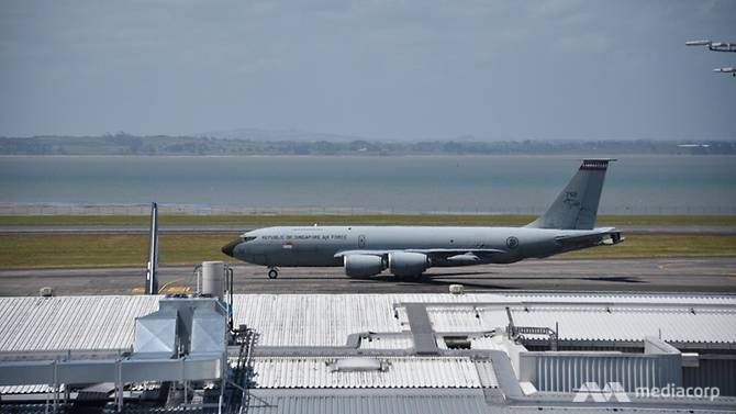 The KC-135 aircraft carrying Aloysius Pang. (Photo by Aqil Haziq Mahmud - CNA)