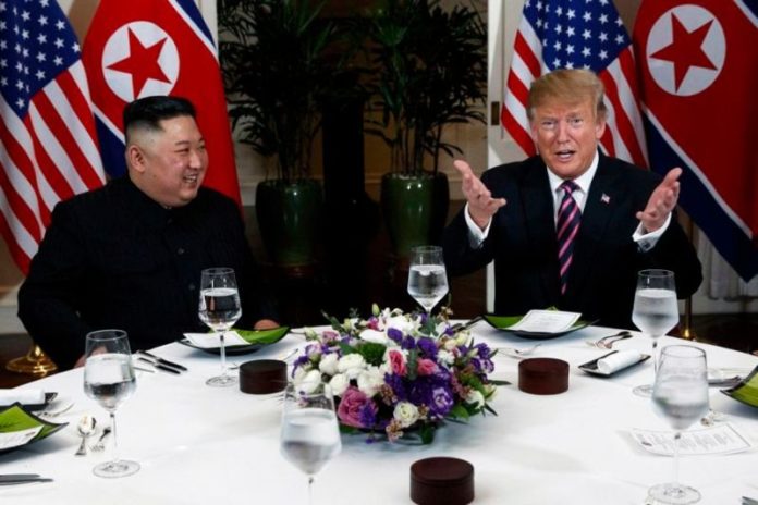 Donald Trump and Kim Jong Un meet for dinner in Vietnam