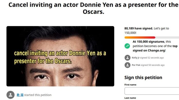 A Petition to Rescind Donnie Yen’s Invitation to Present at the 95th Academy Awards