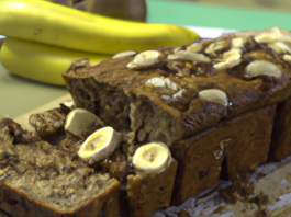 Chocolate Chip Banana Bread with Walnuts and Cinnamon.