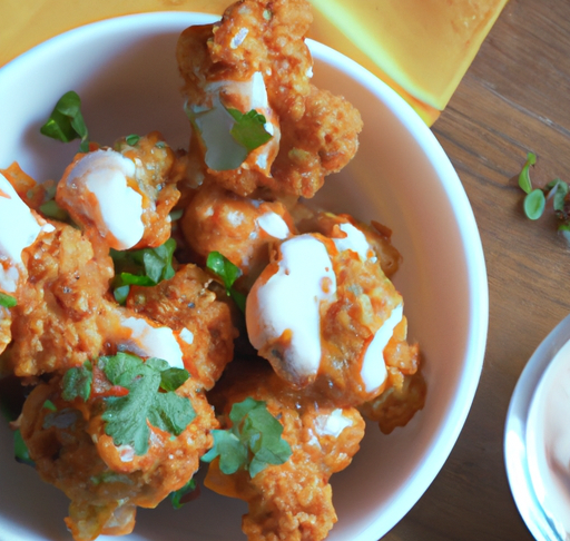 Cauliflower Buffalo Bites with Vegan Ranch Dip