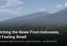 Watching the News From Indonesia, and Feeling Small Indonesia earthquake — coastal mountains near Maumere, Flores