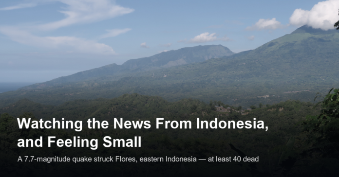 Indonesia earthquake — coastal mountains near Maumere, Flores