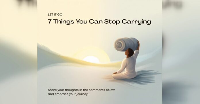 Illustration of a person releasing a heavy bundle at sunrise, representing the things you're not responsible for